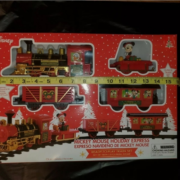 DISNEY MICKEY MOUSE HOLIDAY EXPRESS CHRISTMAS NOVELT TRAIN SET with LIGHTS AND … - Picture 3 of 5